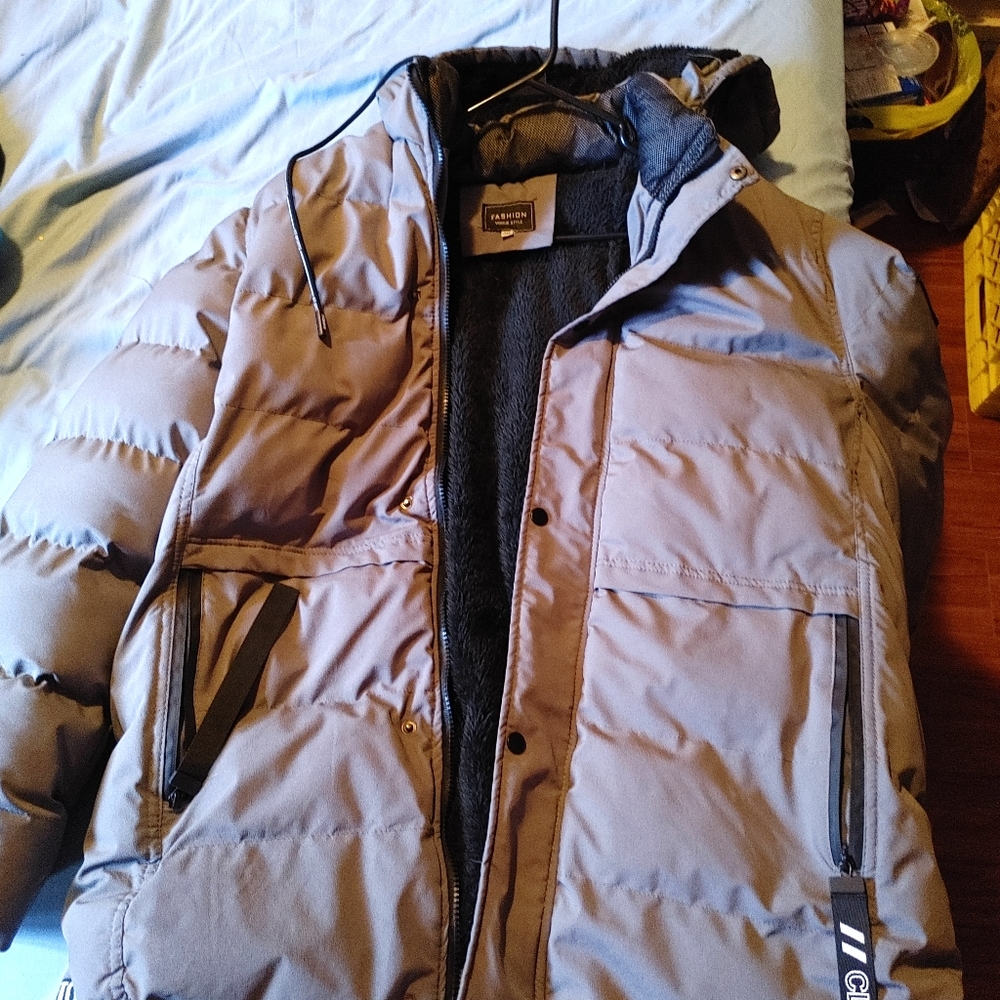 Grey puff winter coat